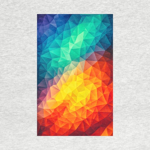 Abstract Polygon Multi Color Cubism Low Poly Triangle Design by badbugs